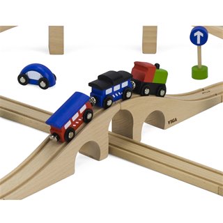 Wooden Train Set - 49 pieces
